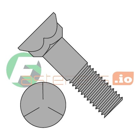 Newport Fasteners Plow Bolt, 1/2"-13 Thrd Sz, 2-1/4" L, Steel, Plain, 100 PK 909326